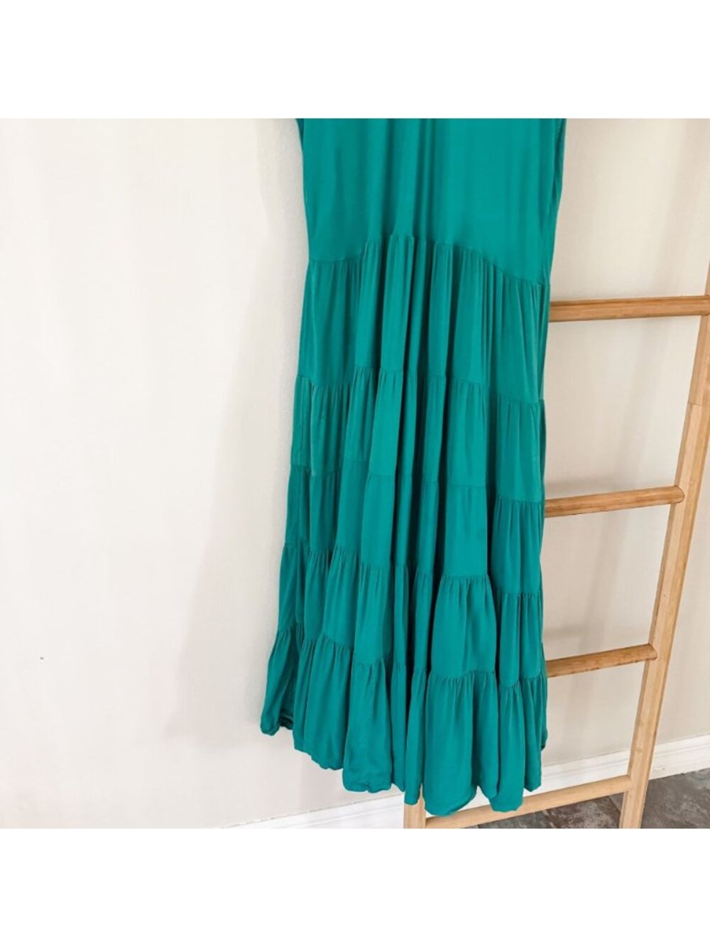 Soft Surroundings Kara Dress Teal Blue Tiered Midi Dress Women’s Size XL Boho - Picture 11 of 12